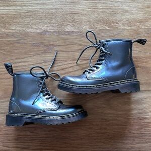 Dr. Martens Metallic Gray Kids Boots 12T
